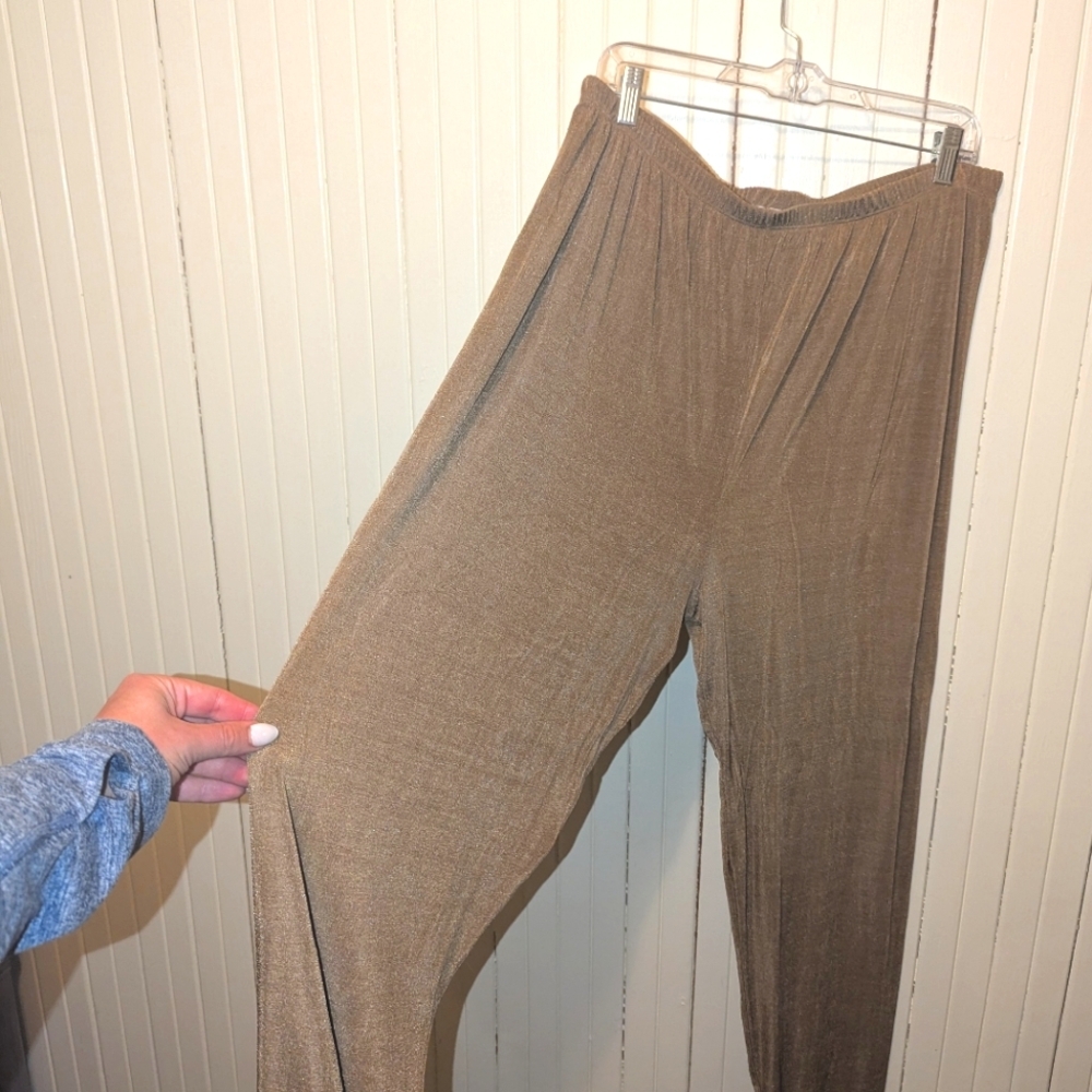 Bronze Shimmer Wide Leg Palazzo Pants Vogue International Collection Size XL